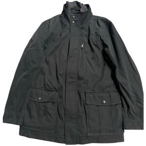 Banana Republic Coat Jacket Zip Snap Mens Medium Mock Neck Sweater Layer Black